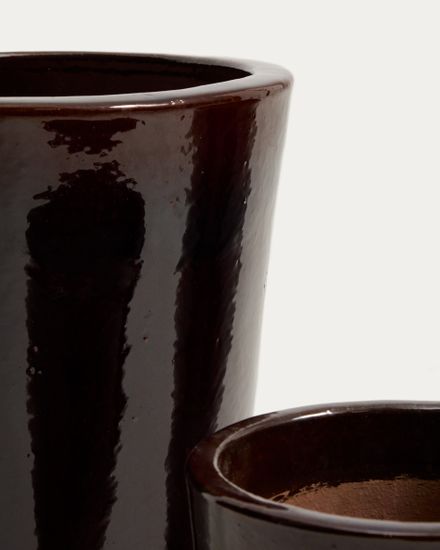 Набор из 3 кашпо Rotja с глазурованной гранатовой отделкой, диаметр 26 / 35 / 47 см