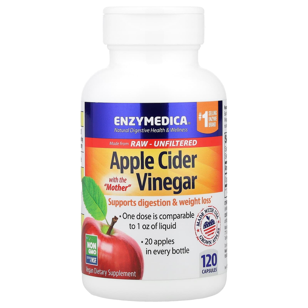 Enzymedica, яблочный уксус с уксусной маткой, 120 капсул (355 мг в 1 капсуле)