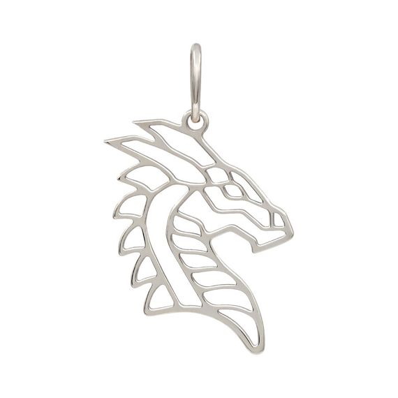 Подвеска Дракон - кулон из серебра 925, вид спереди