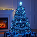 Гирлянда Бахрома 6метров 200 диодов сосулька синяя с белыми led каучук черный