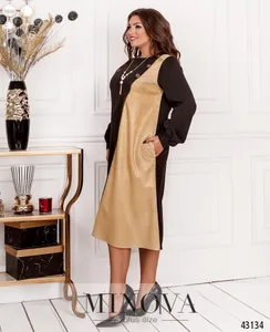 Платье 2002Б-черный-золото Minova