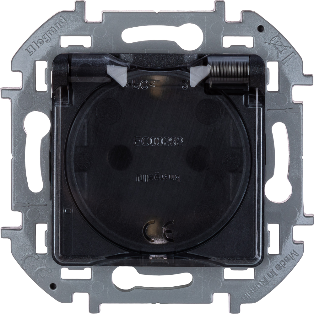 Розетка с заземлением IP44 со шторками с защитной крышкой 16А 250В антрацит Inspiria Legrand