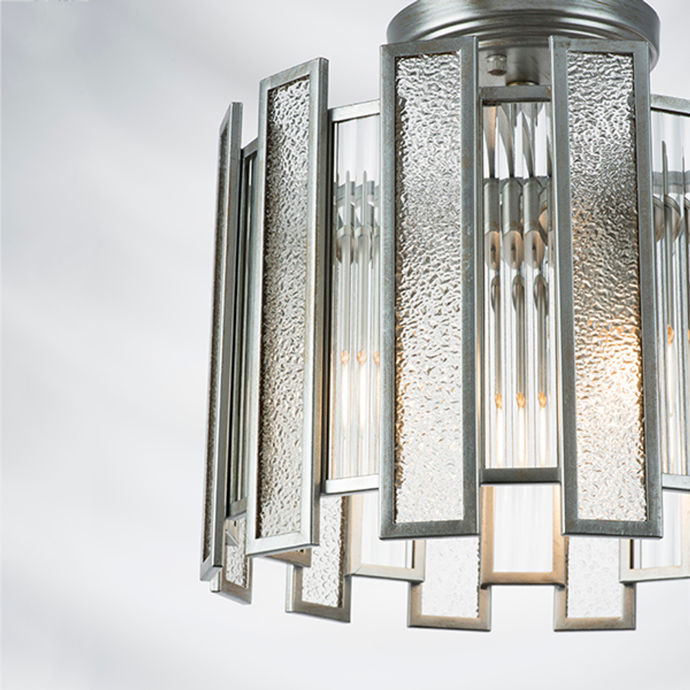 712044 Люстра AGAVE 3х40W E27 СЕРЕБРО С ПАТИНОЙ/ПРОЗРАЧНЫЙ