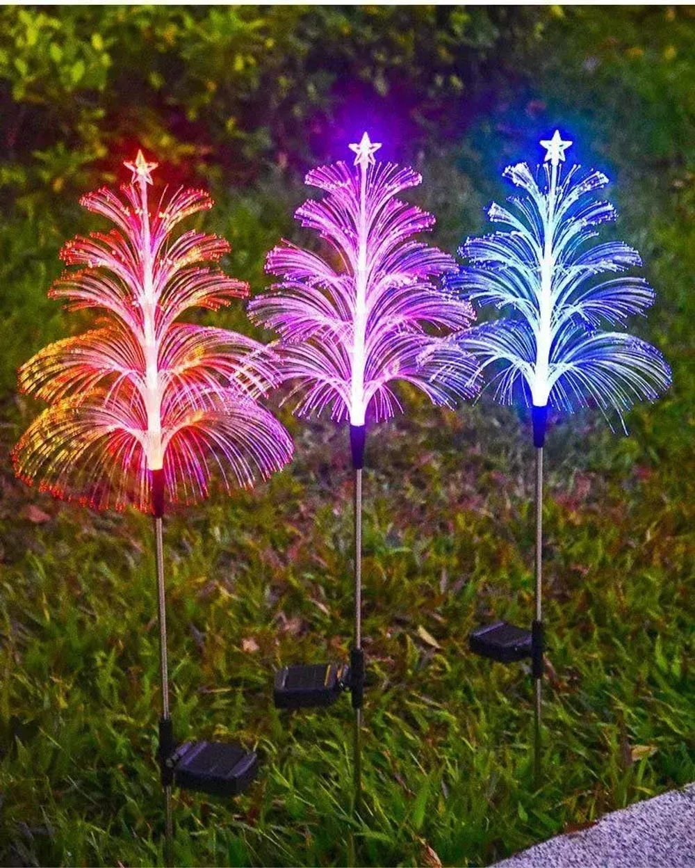 2 шт. Декоративный садовый уличный светильник на солнечной батарее "Фонарик Елочка"