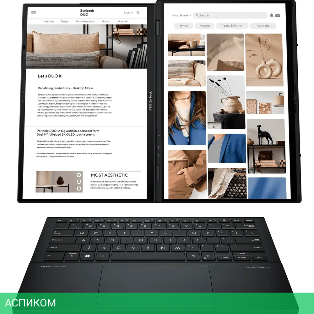 Ноутбук ASUS Zenbook Duo UX8406CA-QL080W Inkwell Gray (90NB14X1-M00340)
