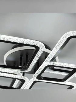 Неолайт люстра потолочная светодиодная с пультом черная RGB-подсветка музыкальная колонка SF8002/7C-BK-RGB