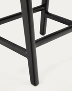 Табурет Calixta из кожи и красного дерева с черной отделкой