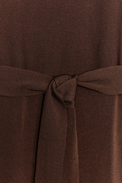 ZARA ТРИКОТАЖНОЕ МИДИ-ПЛАТЬЕ С ПОЯСОМ, КОРИЧНЕВЫЙ