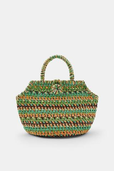ZARA МИНИ-СУМКА-КОРЗИНА ПЛЕТЕНАЯ В ПОЛОСКУ, РАЗНОЦВЕТНЫЙ
