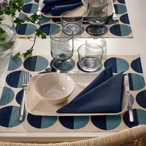 SNOKRABBA Комплект салфеток под приборы, черно-синий,35х35 см