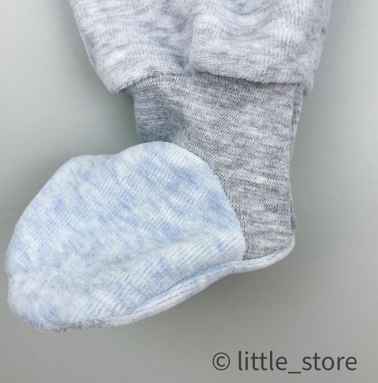 Комбинезон велюровый Серый меланж (голубая отделка)