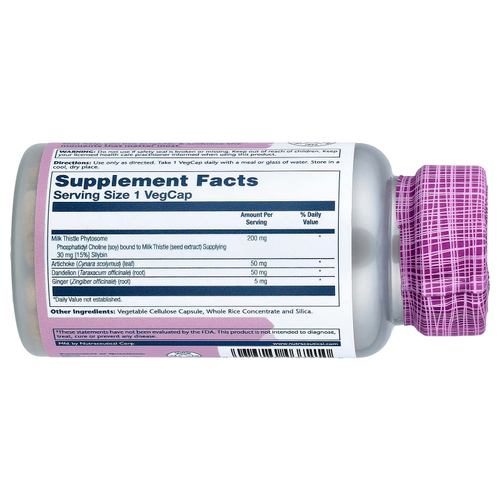 Solaray, экстракты Vital, фитосомы расторопши с артишоком и одуванчиком, 15% силибина, 60 растительных капсул