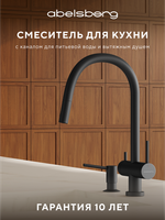Смеситель для кухни Abelsberg Aera EMF71709MB c вытяжным изливом и возможностью подключения фильтра для воды, цвет матовый черный