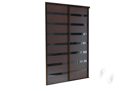 Фасад шкаф-купе ПШ-2.9 1800 ВСТАВКА МДФ/СТЕКЛО (венге/стекло черное)