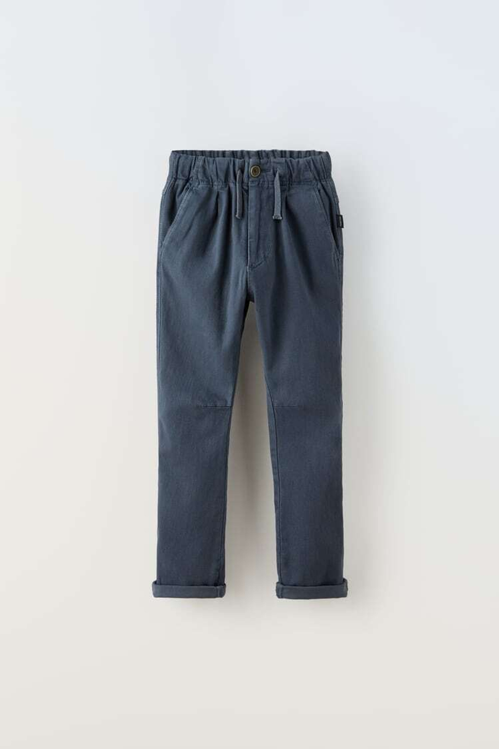 ZARA БРЮКИ С ЗАЩИПАМИ ИЗ ВЫСОКОЭЛАСТИЧНОЙ ТКАНИ, СИНИЙ