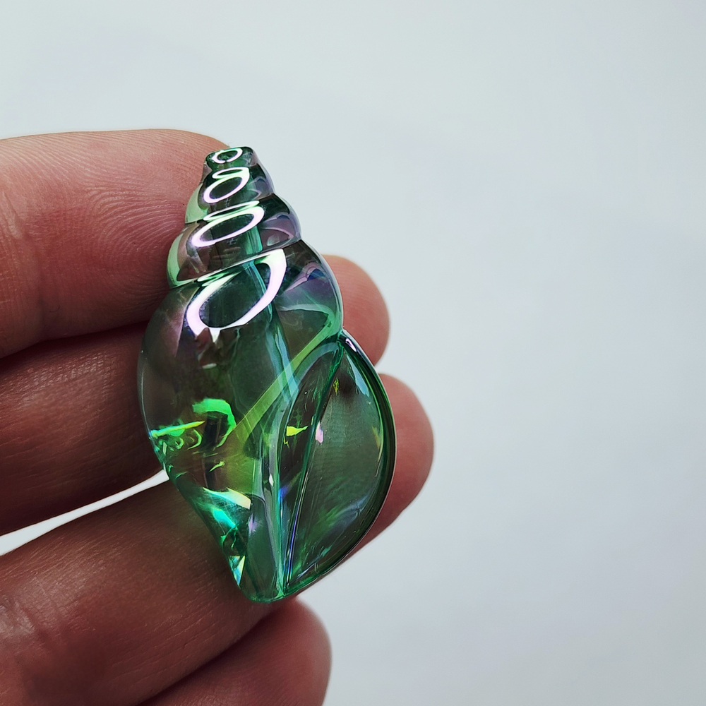 Бусина ракушка, акрил, бирюзовая, голубая, морская раковина, р-р 38×21мм