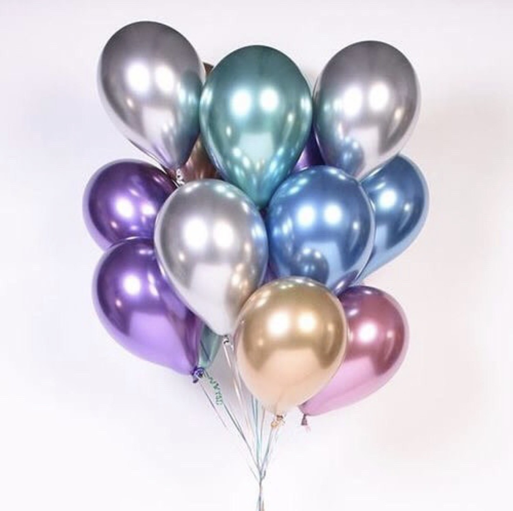 Шар (12"/30 см) Синий, хром 50 шт.