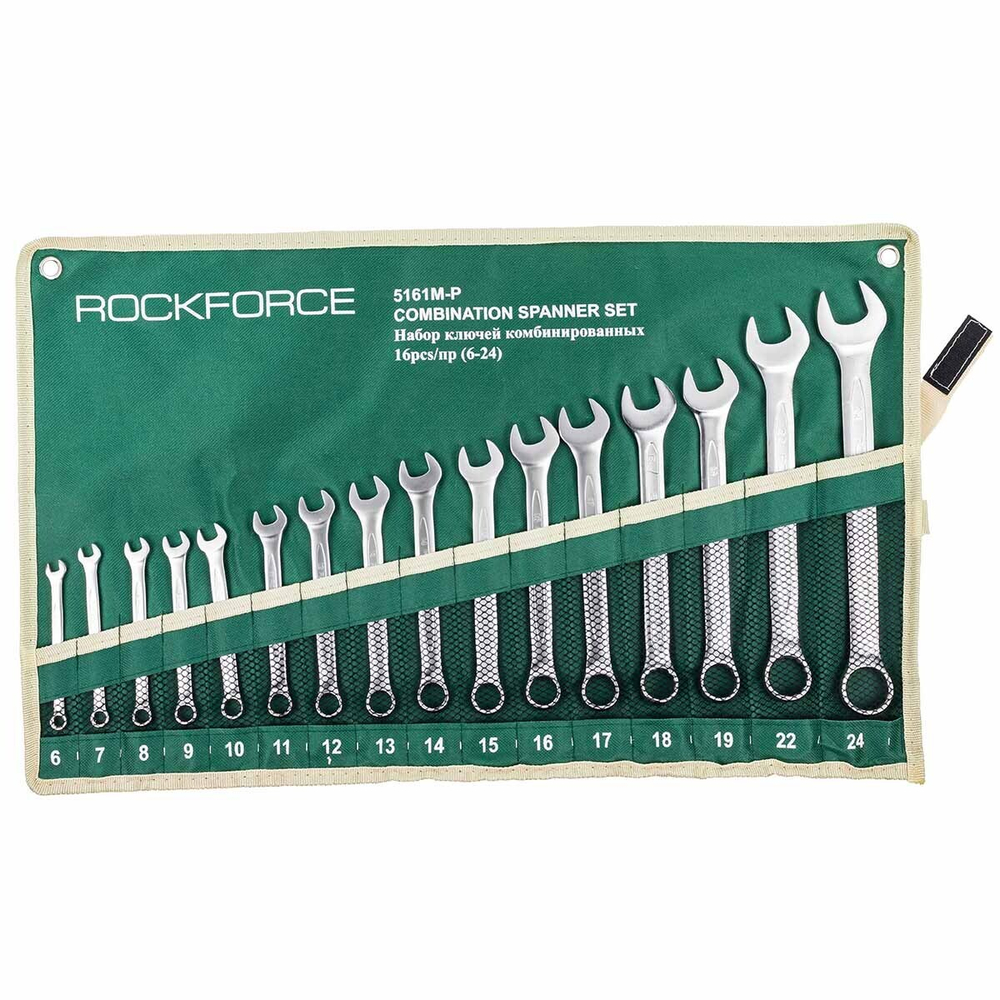 Набор ключей комбинированных 16пр.(6-19,22, 24мм),на полотне RockForce##Rock FORCE RF-5161P