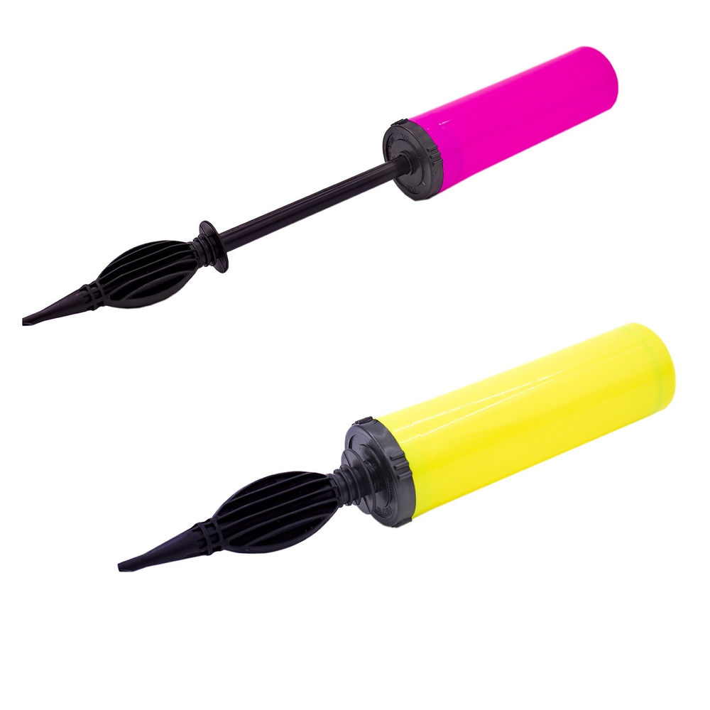 Насос для воздушных шаров Alingar, ручной, двухходовый, 28 см, ассорти, "Яркий микс" (неон желт и роз)