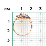 Кольцо «Орхидея» из красного золота с фианитами и эмалью