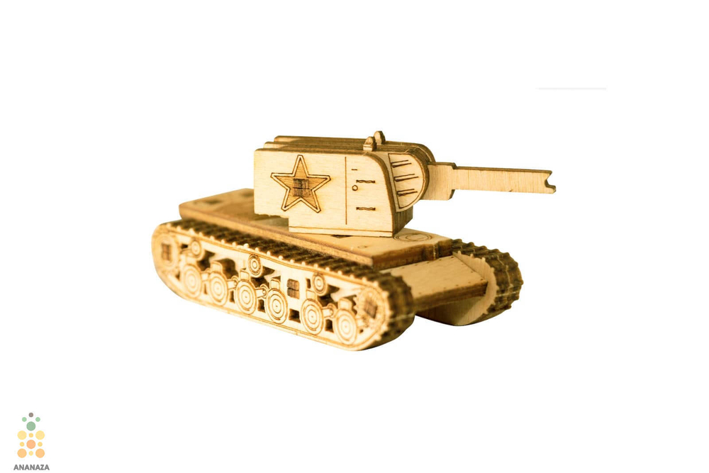 Танк Unit КВ-2 от UNIWOOD - Деревянный конструктор, сборная модель, 3D пазл