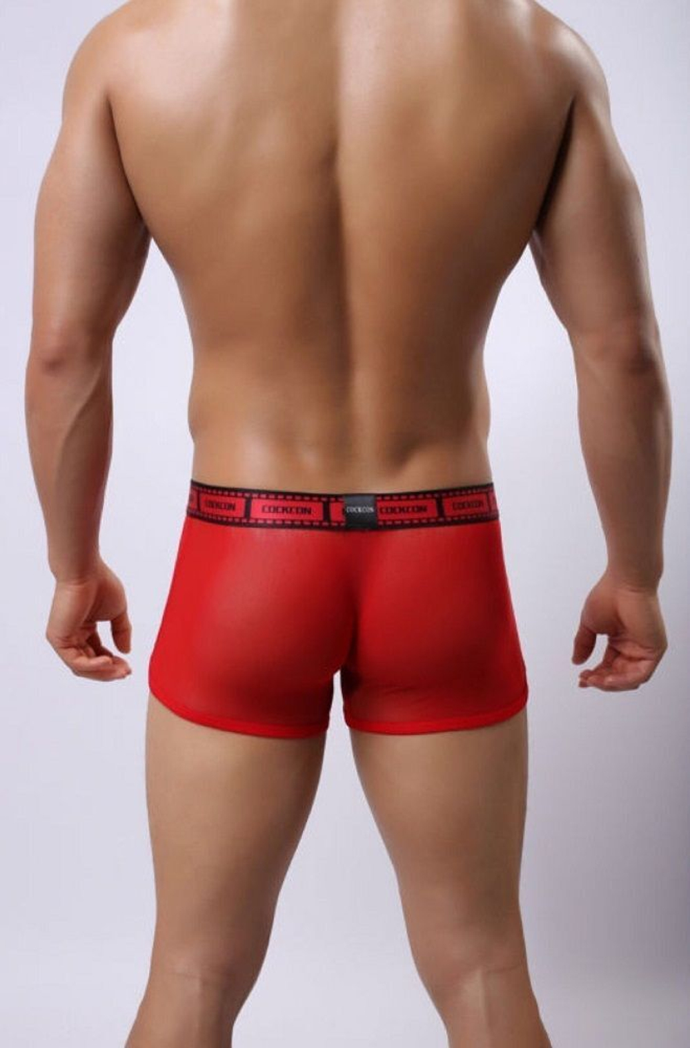 Сетчатые трусы-боксеры Cockcon Trunks с принтом на гульфике (Размер: XL) (Цвет: фиолетовый)