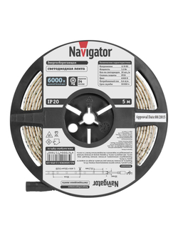 Лента светодиодная 71 766 NLS-5050CW30-7.2-IP20-12V R5 7.2Вт/м (уп.5м) Navigator 71766