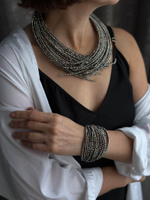 Браслет из венецианского стекла на кожаной застежке, цвет марказит