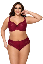 Бюстгальтер plus size с мягкими чашками с цветочным орнаментом (Размер: 105E) (Цвет: бордовый)