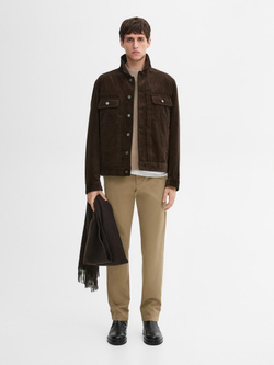 Massimo Dutti Зауженные брюки из смесового хлопка, цвет виски