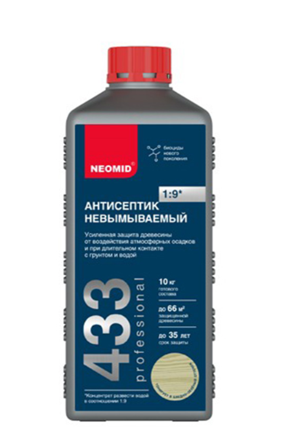 Антисептик невымываемый для дерева Neomid 433, усиленный концентрат, темно-синий