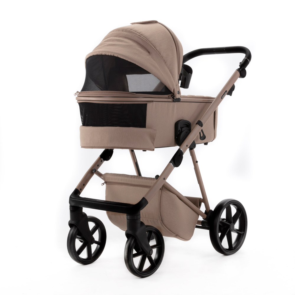 Детская универсальная коляска Adamex Delta Natura - DN-5 Camel (т. бежевый, ткань)