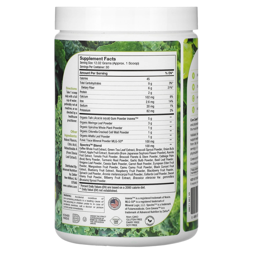 Zahler, Core Greens ™, улучшенный суперфуд на растительной основе, натуральный цитрус, 360 г (12,7 унции)