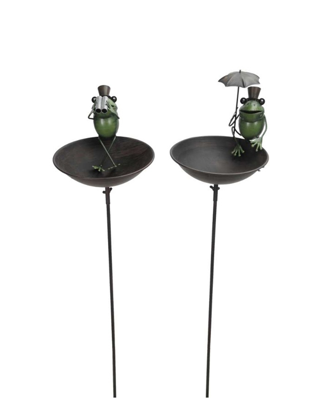 Декор на штекере птичья ванна "Лягушка с биноклем/под зонтом" 26x22xH106 см от CAMPO Home & Garden