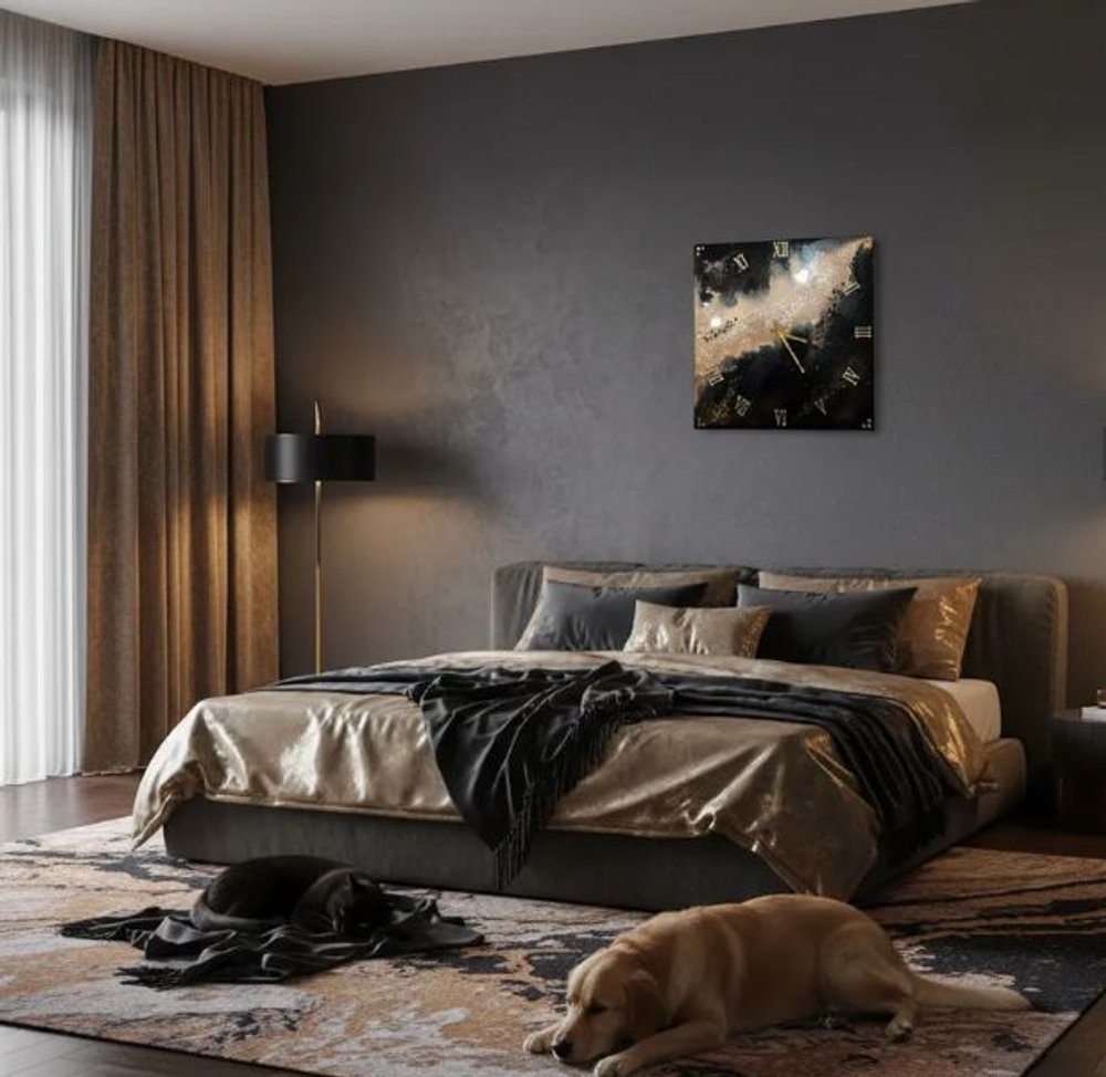 Настенные часы-картина из эпоксидной смолы ручная работа