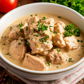 Мясо индейки в сливочном соусе
