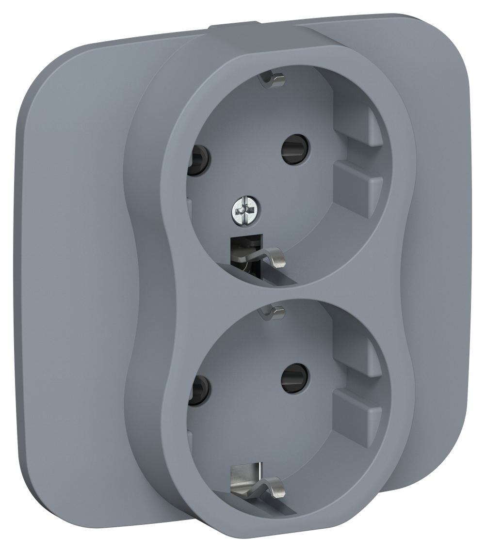 FLITE Розетка 2-местная с заземлением с защитными шторками безвинтовое крепление 16А РСш12-1-А-ФлМ маренго IEK