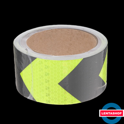 Чёрно-салатовая светоотражающая лента стрелка 5 см х 5 метров