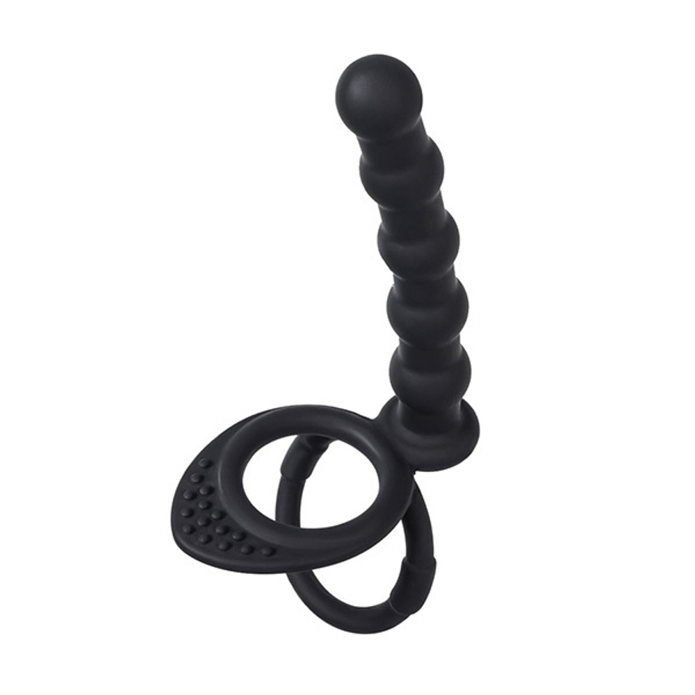 Черная насадка на пенис для двойного проникновения 19см ToyFa Black&Red 901413-5