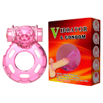 Розовое эрекционное кольцо с вибрацией 3,5х4,5см Baile Pink Bear Cock Rings BI-010084