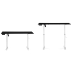 Компьютерный стол Woodville Маркос с механизмом подъема 140х80х75 черная шагрень, белый, ножки белые