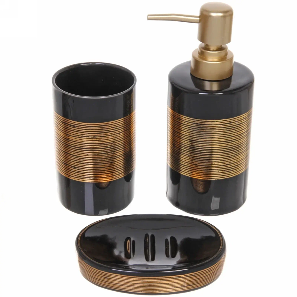 Набор для ванной из 3-х предметов керамический «Фиеста» черный