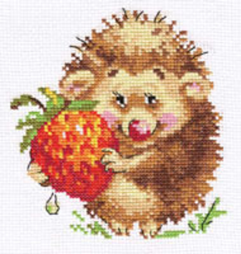 "Ежик с клубникой"-0-51 вышивка