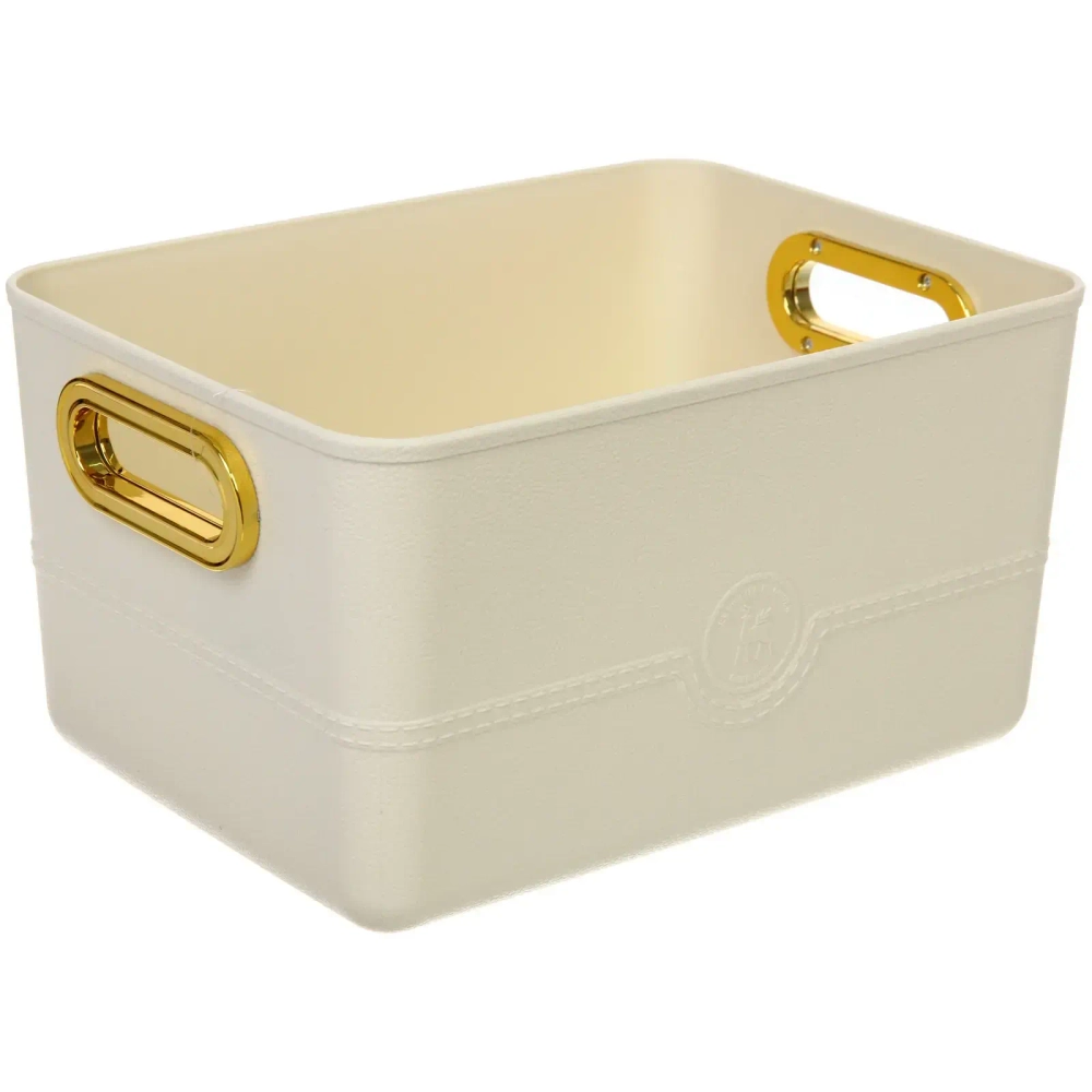 Корзина - органайзер для хранения с крышкой «ОКСФОРД», цвет айвори, 27,6*20,5*15,2см (лейбл Селфи)
