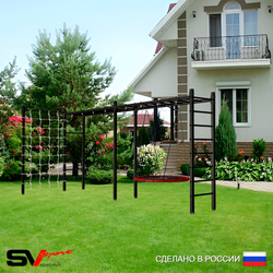 Уличная шведская стенка Sv Sport рукоход х 2 с комплектом турник прямой У50244.1 (Гнездо 100см/Сетка)