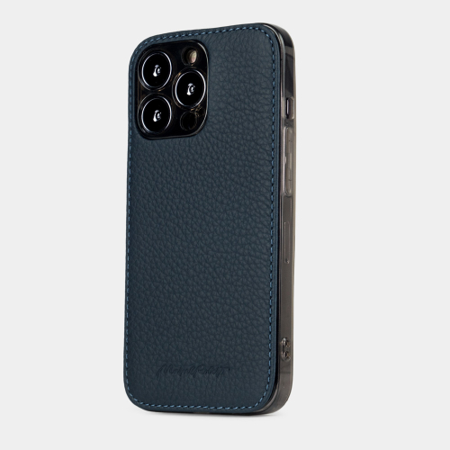 Чехол для iPhone 15 Pro из кожи теленка, синего цвета