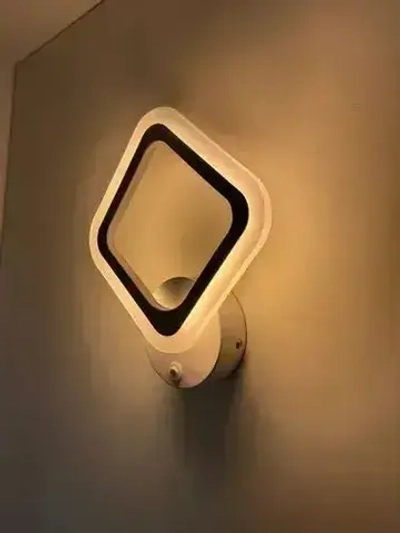 Бра с кнопкой, настенный светодиодный светильник белый, ромб, квадрат 8822/1 WH, 16 ВТ, комнатное освещение 5 кв. м. 1801