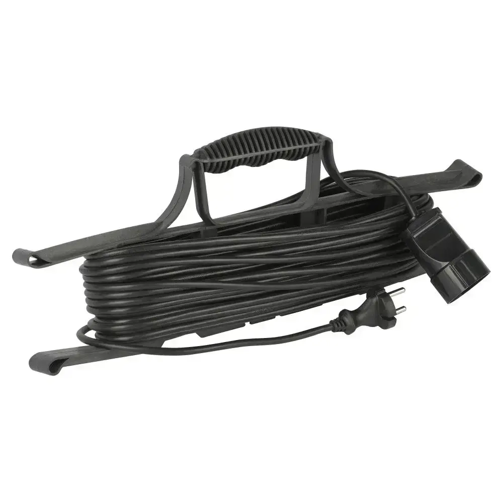 Удлинитель силовой 20м на рамке Intro UF1200 без заземления 1 розетка ПВС 2x0.75мм, строительный садовый для газонокосилки и триммера