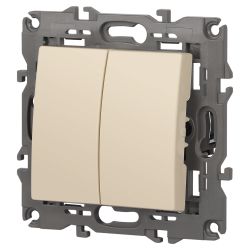 14-1106-02 ЭРА Переключатель двойной, 10АХ-250В, IP20, Эра Elegance, сл.кость | Elegance Слоновая кость