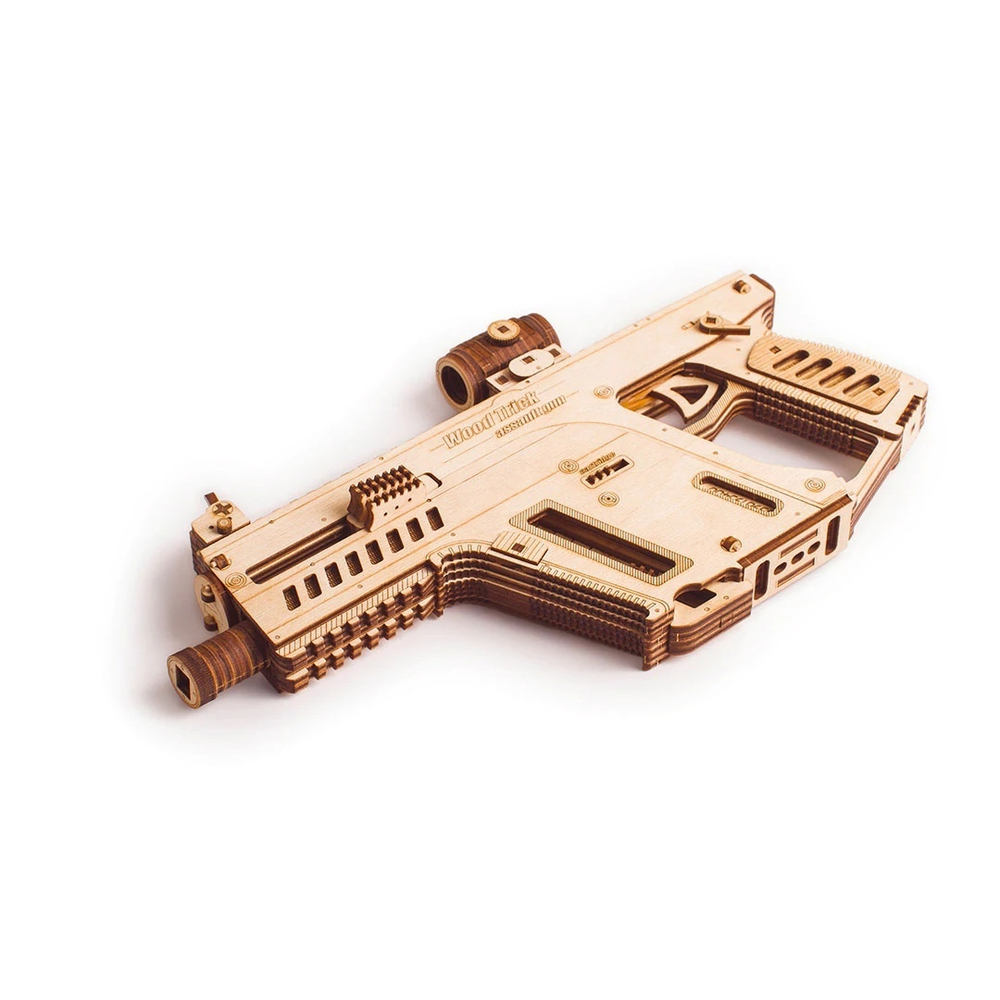 Штурмовая винтовка от Wood Trick - деревянный конструктор, 3D пазл, сборная механическая модель, стреляет пульками